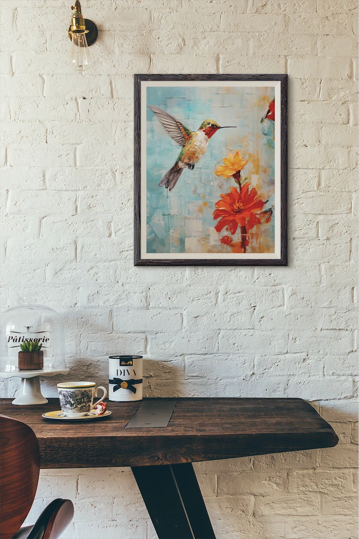 colibri and flowers